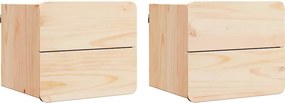 vidaXL Noptieră 2 pcs natural 39 x 34 x 33 cm Lemn masiv de pin