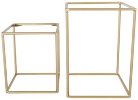Set 2 suporturi pentru ghivece, pătrat/rotund, negru/auriu, ESME SET