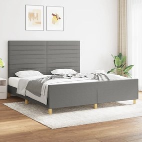 3125155 vidaXL Cadru de pat cu tăblie, gri închis, 180x200 cm, textil
