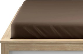 Cearsaf jersey cu lycra maro inchis 90 x 200 cm