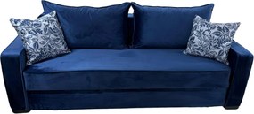 Canapea LARISA extensibila, 3 locuri, lada de depozitare, catifea bleumarin, 220x95x85 Bleumarin, Catifea