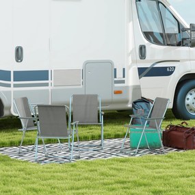 Outsunny Lot de 4 scaune pliante de gradina camping plaja cu suporturi pentru brate, tesatura Oxford, gri | Aosom Romania