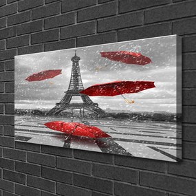 Tablou pe panza canvas Turnul Eiffel Umbrela Arhitectura Gri Roșu