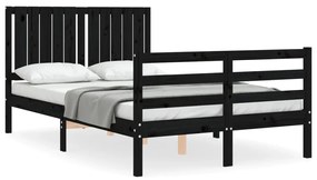 3194765 vidaXL Cadru de pat cu tăblie, negru, 120x200 cm, lemn masiv