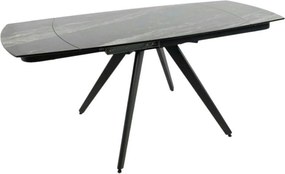 Masa extensibila VIGO, negru cu efect de marmura, ceramica/metal, 120/