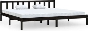 vidaXL Cadru de pat, negru, 200x200 cm, lemn masiv de pin