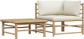 vidaXL Set mobilier de grădină, 2 piese, perne alb crem, bambus