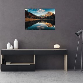 Tablou pe sticlă - Alpi, Italia, Dolomiți, Lago Antorno (70x50 cm)