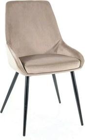 Scaun pentru living COBE, bej/negru, stofa catifelata/metal, 49x43x85