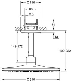Palarie si brat de dus Grohe Rainshower SmartActive 310 cu 2 functii antracit periat Hard Graphite