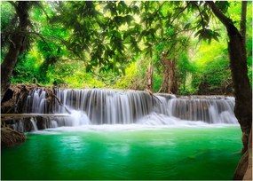 Tablou pe sticlă - cascada din Kanchanaburi, Thailanda (70x50 cm)