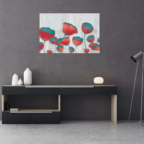 Tablou - Maci de câmp - petrol (90x60 cm)