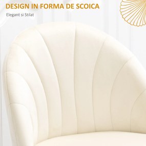 Set 2 scaune pentru camera de zi, tapitate, design nordic si ergonomic, antizgarieturi si antiderapante, Bej 52x54x80cm HOMCOM | Aosom Romania