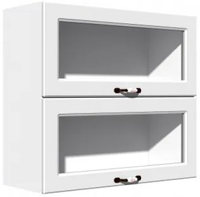 Corp superior vitrina 80 cu 2 usi orizontale Zebra MDF alb