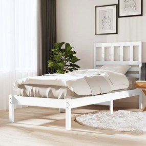 3100984 vidaXL Cadru de pat 2FT6 Small Single, alb 75x190 cm lemn masiv de pin