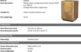 Ghiveci, Vas decorativ din otel inoxidabil Jasper 70x70cm