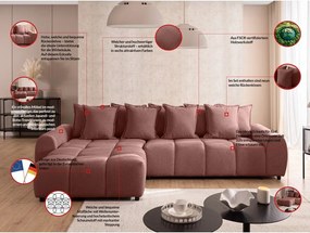 Colțar teracotă (cu colț pe partea stângă/cu șezlong) Albane – Ropez