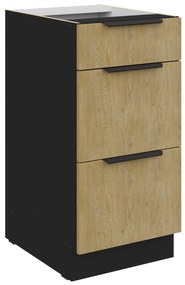 Dulap inferior de bucătărie Carminia 40 D 3S BB PREMIUM BOX (stejar cremona + negru). 1127986