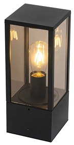 Lampă de exterior cu stativ neagră cu sticlă fumuriu 40 cm IP44 - Charlois