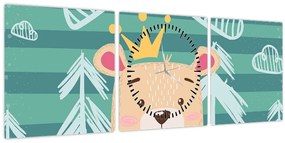 Tablou - Ursulețul în pădure (cu ceas) (90x30 cm)