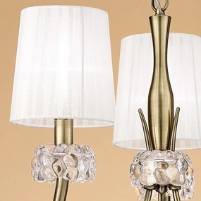 Candelabru clasic cu 3 brate LOEWE antique brass/ abajur alb