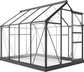 Outsunny Seră de Grădină, Seră din Policarbonat și Aluminiu cu Ușă Culisantă, Ventilație pe Acoperiș și Jgheab, 190x192x201 cm, Gri | Aosom Romania