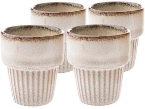 Set de 4 căni din ceramică Rustik 100 ml, bej