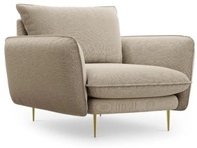 Fotoliu tapitat Vienna plusat/picioare gold – L95 x l92 x h95 cm