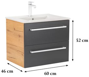 Dulap inferior Vario Clam 60 cu lavoar stejar-antracit
