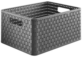 Coș de depozitare din plastic reciclat gri închis Country - Rotho