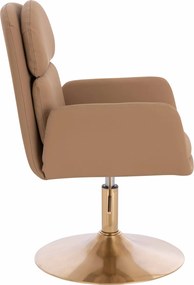 HR480N Scaun Caramel Piele Ecologica Premium Soft cu Bază Aurie
