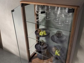 Vitrina design LUX cu iluminat Glass and Walnut
