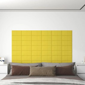 Panouri de perete, 12 buc., galben, 30x15 cm, textil, 0,54 m   12, Galben, 30 x 15 cm