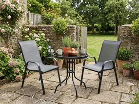 OFERTA Masa de gradina rotunda cu blat de sticla ISLAND BLACK 60 cm, negru Clasa II