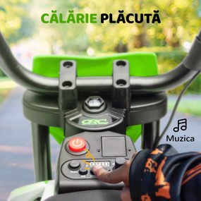 AIYAPLAY Motocicleta Electrică Copii pentru copii 3-6 ani cu 2 motoare, 2.4-5 km/h, 107x56x70 cm, verde | Aosom Romania
