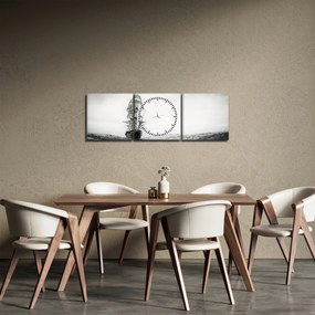 Tablou - O navă care navighează pe ocean (cu ceas) (90x30 cm)