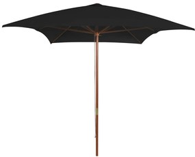 Umbrela de soare, exterior, stalp lemn, negru, 200x300 cm Negru