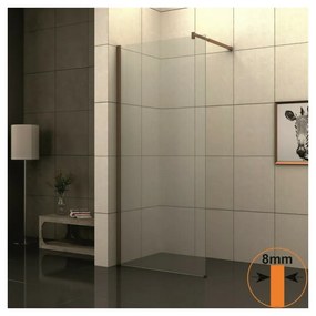 Paravan de dus tip Walk-In Inter Ceramic profil rose gold - sticla transparenta 80x200 cm