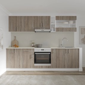 Set haaus V19, Stejar Sonoma Inchis/Alb, Blat Thermo 28 mm, L 260 cm