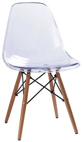Scaun Ice transparent, polipropilena, picioare lemn