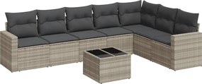 vidaXL Set mobilier de grădină cu perne, 8 piese gri deschis poliratan