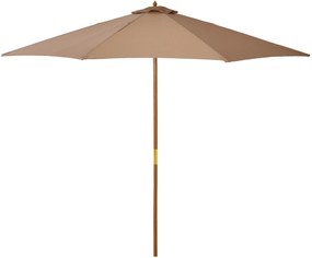 Outsunny Umbrelă de Grădină cu Șnur și Deschidere Reglabilă, Ø300x250 cm, Kaki | Aosom Romania
