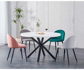 Masă de sufragerie, alb mat/ negru, diametru 120 cm, MEDOR