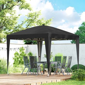 Outsunny Gazebo 3x3 m Pliabil Pop Up cu Înălțime Reglabilă, UV50+, Gazebo de Grădină cu Lumină Centrală și USB, Telecomandă, Geantă de Transport, pentru Exterior, Camping, Petreceri, Negru | Aosom Romania