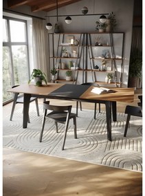 Masă de dining în culoare naturală extensibilă cu blat cu aspect de lemn de nuc 100x180 cm Shadow – TemaHome