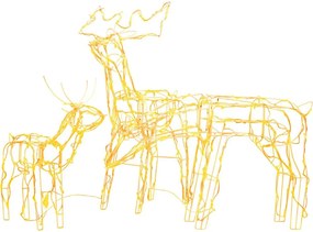 vidaXL Instalație de lumini de Crăciun cu reni, 3 piese, 229 LED-uri