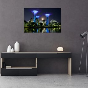 Tablou cu lună plină în grădinile din Singapur (90x60 cm)