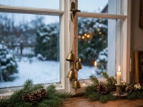 Decoratiune de Craciun pentru agatat GOLDEN BELLS 35 cm, aurie