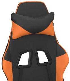 Scaun de gaming cu suport picioare, negru oranj, piele eco 1, Negru si portocaliu, Cu suport de picioare