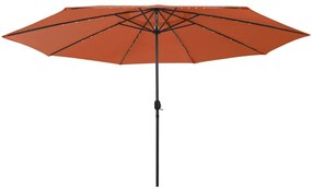 vidaXL Umbrelă soare de grădină cu LED-uri, cărămiziu, 400 cm